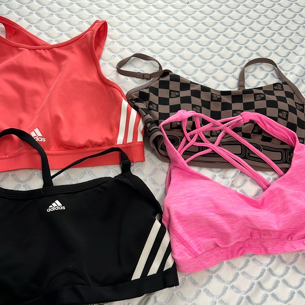 Bundle Lots of 4 activewear sports Bras. Sizes M and L Pink and adidas's